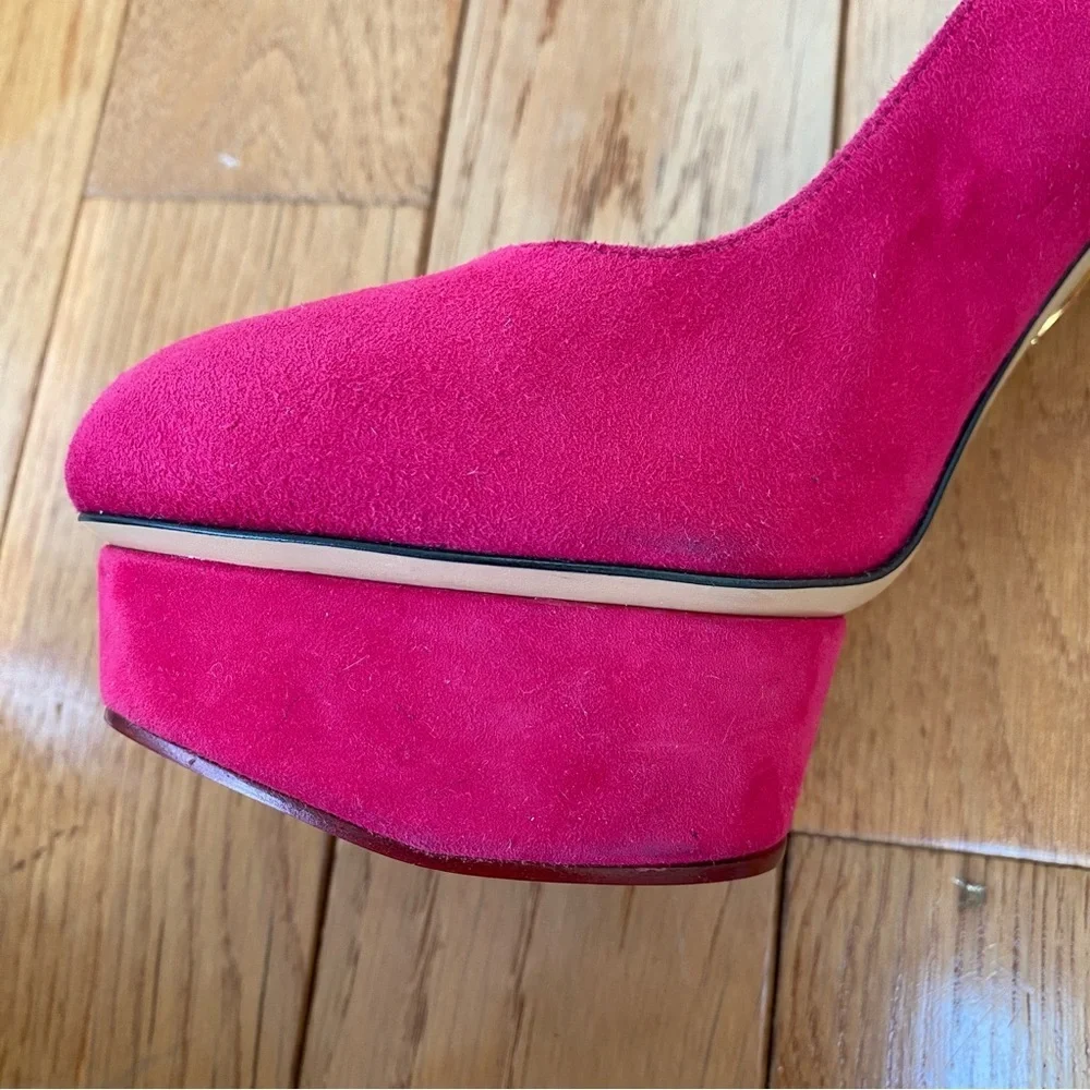 Charlotte Olympia Dolly platform heels pink suede‎ size 40